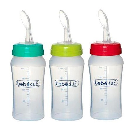 BIBERON CON CUCHARA 230 ML BEBE DUE COLOURS MEDICAN