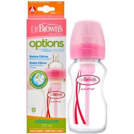 BIBERON 270 ML DR BROWN´S NATURAL FLOW ROSA 24