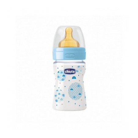 BIBERON CRISTAL T CAUCHO CHICCO FISIOLOGICO NATU 0M+ 150 ML AZUL