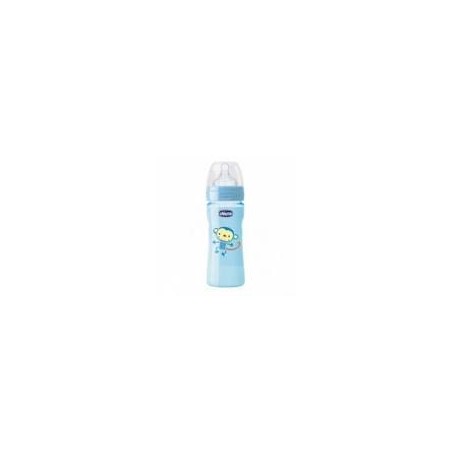 BIBERON PP T SILICONA MR WONDERFUL CHICCO FISIOL 2M+ 250 ML AZUL