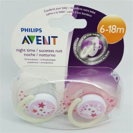 CHUPETE SILICONA PHILIPS AVENT NOCTURNO 6- 18 M ROSA 2 CHUPETES  SCF176/24