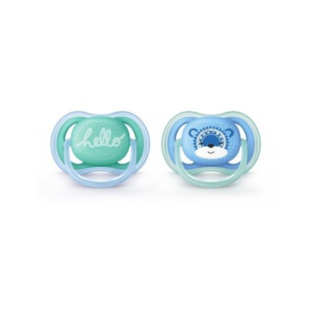 CHUPETE SILICONA PHILIPS AVENT VENTILADOS 6 - 18 M NIÑO DECORADO 2 CHUPETES  SCF180/27