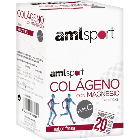 COLAGENO+ MAGNESIO+ VIT C SABOR FRESA 20 STICK AML SPORT