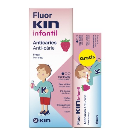 FLUOR KIN INFANTIL COLUT FRESA 500 ML + PASTA