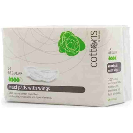 COMPRESA MAXI REGULAR CON ALAS 14 UNID COTTONS FARMACOR CANARIAS