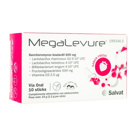 MEGALEVURE 10 STICKS SABOR FRESA