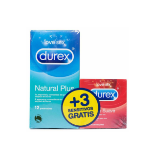 DUREX PACK 12 NATURAL PLUS + 3 DUREX SENSITIVO CONFORT